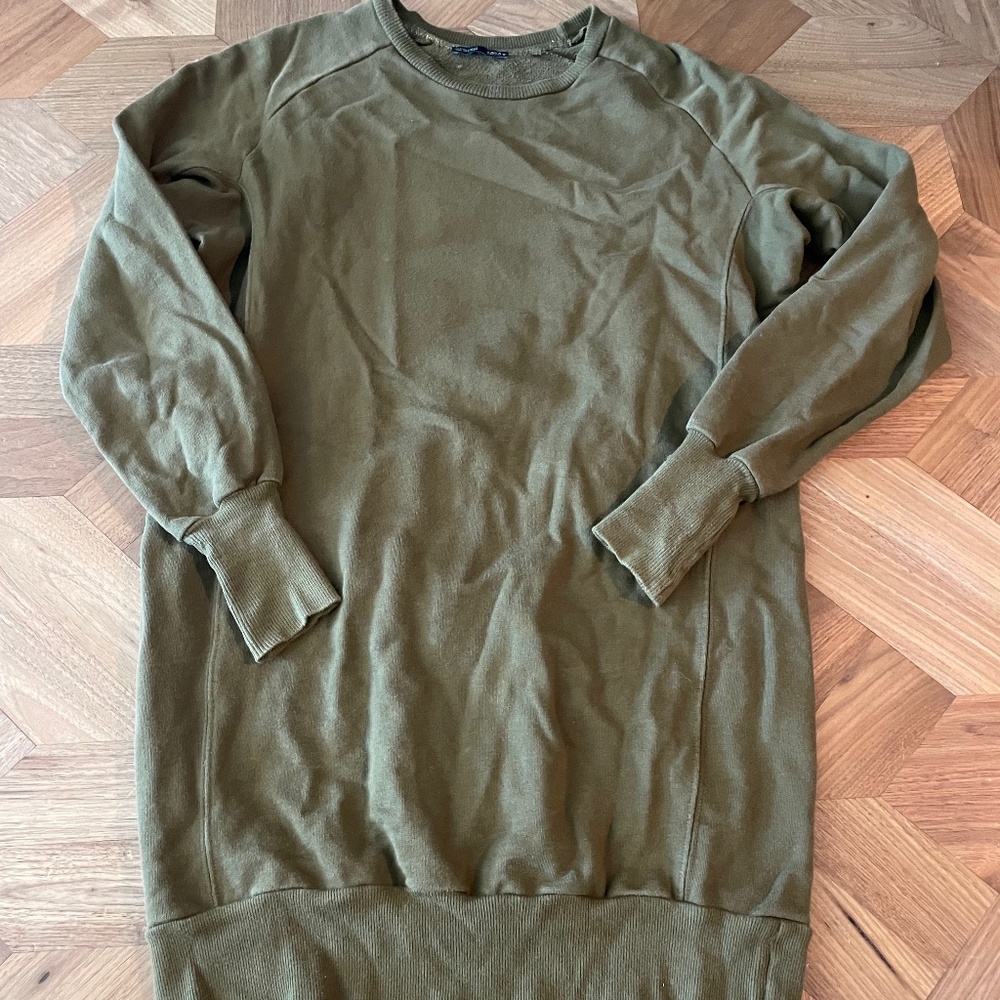 Zara basic olive green crew neck dress